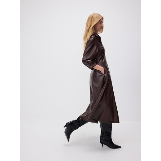 Reserved - Sukienka z imitacji skóry - brązowy - id: 652EH-88X - marki Reserved - 186734715 Reserved - Sukienka z imitacji skóry - brązowy ze sklepu Reserved w kategorii Sukienki - zdjęcie 186734715