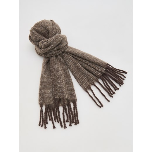 Reserved - Szalik z frędzlami - brązowy Reserved ONE SIZE Reserved