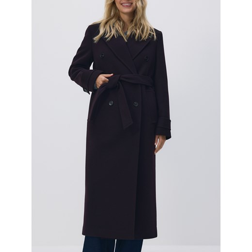 Reserved - Płaszcz z wełną - burgundowy ze sklepu Reserved w kategorii Płaszcze damskie - zdjęcie 186735019