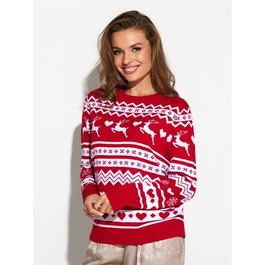 Sinsay - Sweter ze świątecznym wzorem - czerwony - id: 353FJ-33X - marki Sinsay - 186735627 Sinsay - Sweter ze świątecznym wzorem - czerwony ze sklepu Sinsay w kategorii Swetry damskie - zdjęcie 186735627