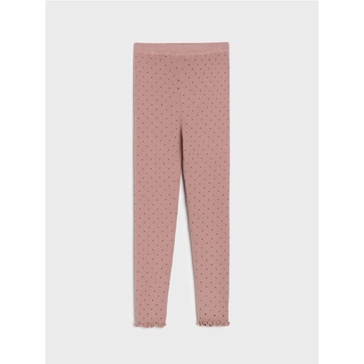 Sinsay - Prążkowane legginsy z wykończeniem falbankowym - beżowy - id: YJ988-80X - marki Sinsay - 186735688 Sinsay - Prążkowane legginsy z wykończeniem falbankowym - beżowy ze sklepu Sinsay w kategorii Spodnie dziewczęce - zdjęcie 186735688