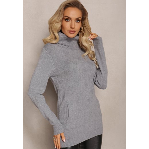 Szary Golf z Długim Rękawem Kinfrei ze sklepu renee.pl w kategorii Swetry damskie - zdjęcie 186735725
