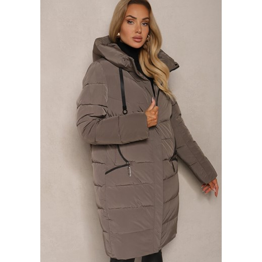 Zielona Kurtka z Pikowanymi Przeszyciami Kapturem i Wysokim Kołnierzem Atinesca Renee S renee.pl