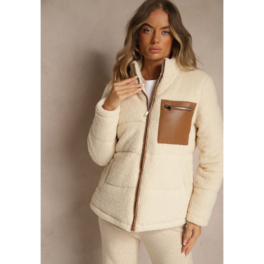 Beżowa Pikowana Kurtka z Futerkiem Teddy Olenesia ze sklepu renee.pl w kategorii Kurtki damskie - zdjęcie 186735825