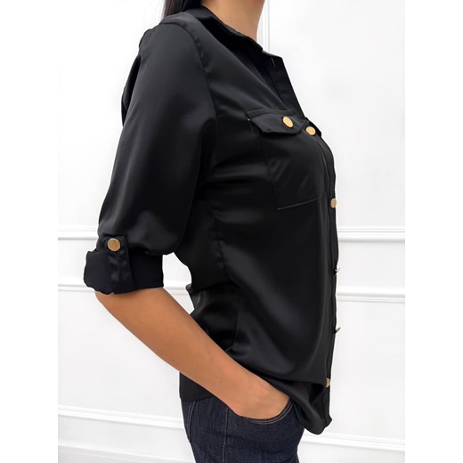 Czarna Klasyczna Koszula ze Złotymi Guzikami Modnakiecka.pl 38 ModnaKiecka.pl