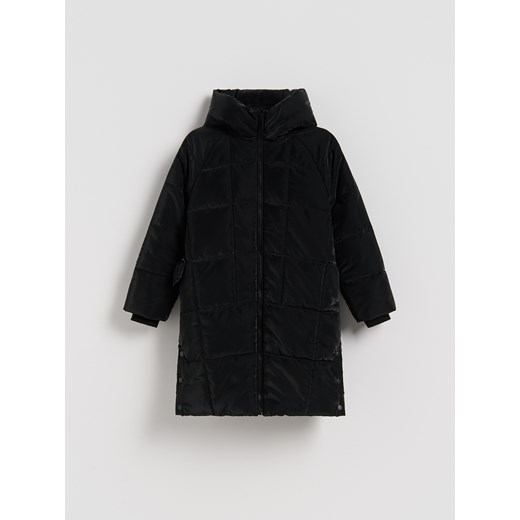 Reserved - Pikowany płaszcz z połyskiem - czarny ze sklepu Reserved w kategorii Płaszcze dziewczęce - zdjęcie 186736998