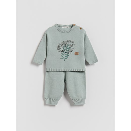 Reserved - Dzianinowy komplet z wiskozą - jasnozielony ze sklepu Reserved w kategorii Komplety niemowlęce - zdjęcie 186737066