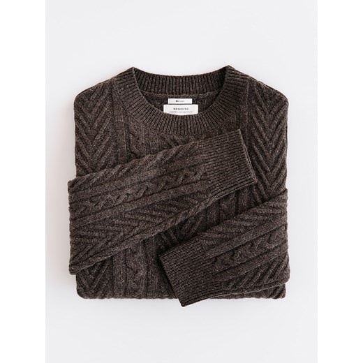 Reserved - Sweter z wełną - brązowy ze sklepu Reserved w kategorii Swetry męskie - zdjęcie 186737128