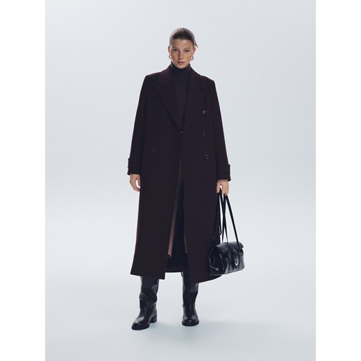 Reserved - Płaszcz z wełną - burgundowy ze sklepu Reserved w kategorii Płaszcze damskie - zdjęcie 186737529