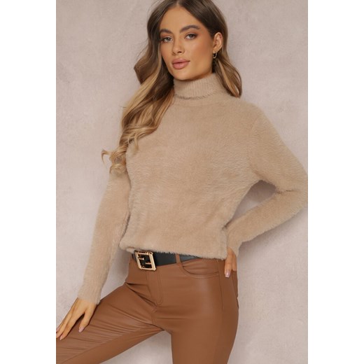 Beżowy Golf Wełniany Kedrindas ze sklepu renee.pl w kategorii Swetry damskie - zdjęcie 186737696