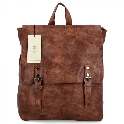 Plecak Damski w Stylu Vintage firmy Herisson 17B336 Brązowy Herisson One Size wyprzedaż PaniTorbalska