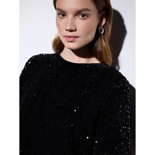 Mohito - Cekinowa czarna bluzka - czarny Mohito S Mohito