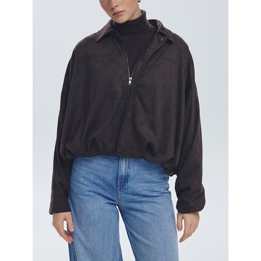 Reserved - Koszula z imitacji zamszu - ciemnobrązowy ze sklepu Reserved w kategorii Koszule damskie - zdjęcie 186739107