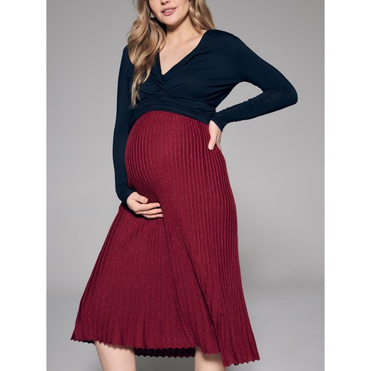 Reserved - Plisowana spódnica midi - bordowy ze sklepu Reserved w kategorii Spódnice - zdjęcie 186739217