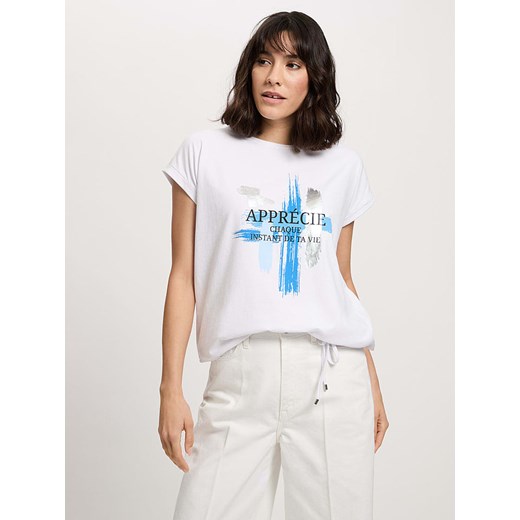 Cross Jeans Koszulka w kolorze białym ze sklepu Limango Polska w kategorii Bluzki damskie - zdjęcie 186740635