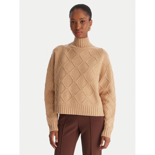 Elisabetta Franchi Sweter MK-55T-57E2 Brązowy Regular Fit ze sklepu MODIVO w kategorii Swetry damskie - zdjęcie 186740985