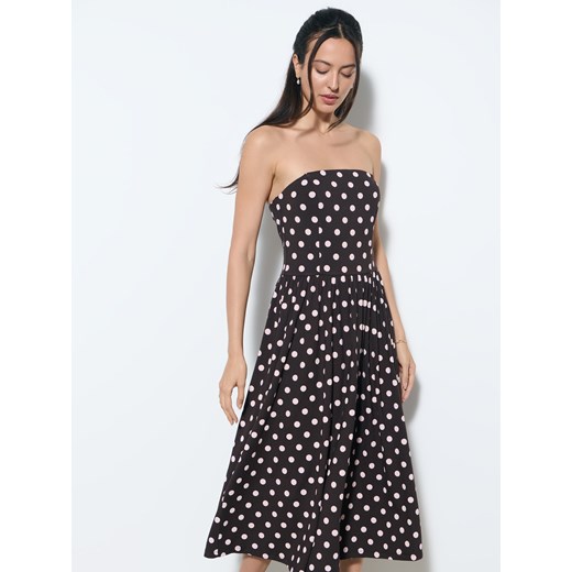 Mohito - Sukienka midi w grochy - ciemnobrązowy ze sklepu Mohito w kategorii Sukienki - zdjęcie 186741518