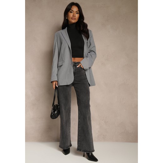 Szare Jeansy Wide Leg High Waist Mevandria ze sklepu renee.pl w kategorii Jeansy damskie - zdjęcie 186741865