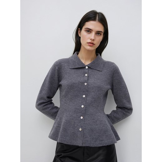 Reserved - Kardigan z kołnierzem - ciemnoszary ze sklepu Reserved w kategorii Swetry damskie - zdjęcie 186742016