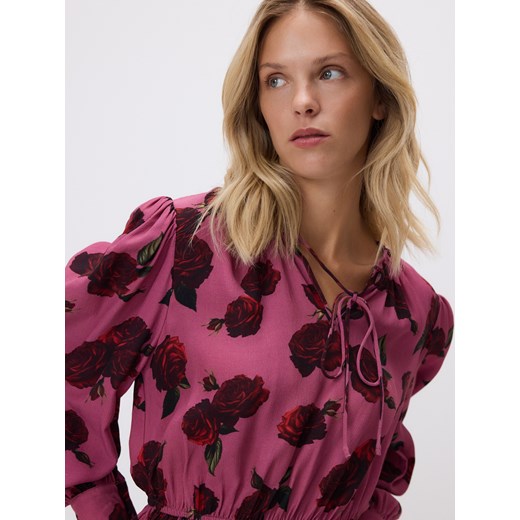 Reserved - Bluzka w róże - brudny róż ze sklepu Reserved w kategorii Bluzki damskie - zdjęcie 186742057