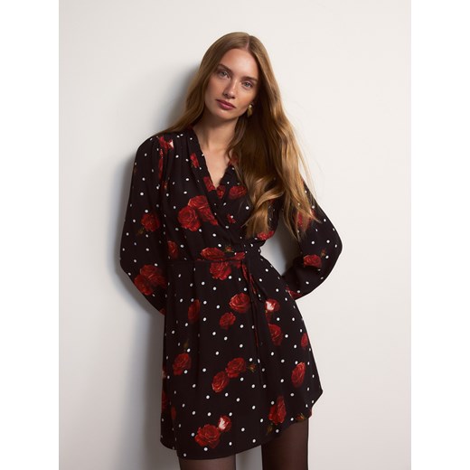 Reserved - Wzorzysta sukienka mini - czarny ze sklepu Reserved w kategorii Sukienki - zdjęcie 186742296