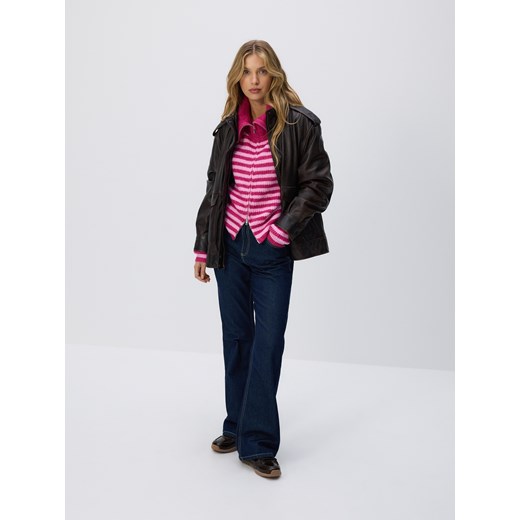 Reserved - Kardigan w paski z golfem - wielobarwny ze sklepu Reserved w kategorii Swetry damskie - zdjęcie 186742368