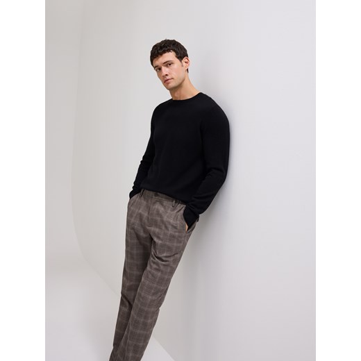 Reserved - Spodnie chino slim w kratę - ciemnobrązowy ze sklepu Reserved w kategorii Spodnie męskie - zdjęcie 186742727