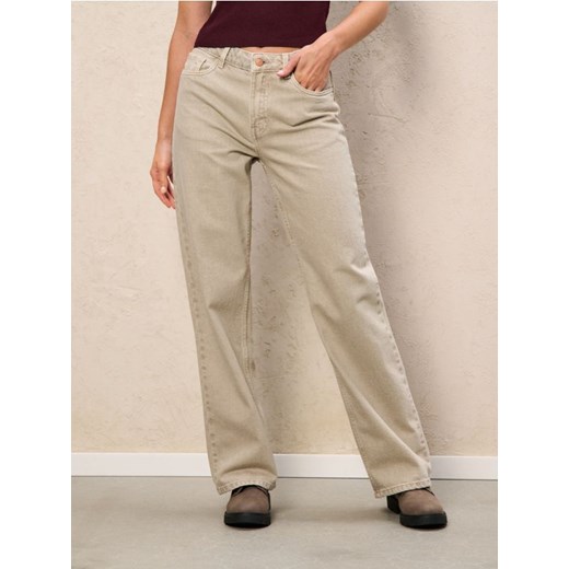 Sinsay - Jeansy wide leg - kremowy ze sklepu Sinsay w kategorii Jeansy damskie - zdjęcie 186744145