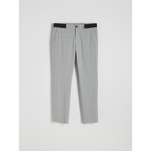 Reserved - Spodnie chino slim fit w kratę - jasnoszary ze sklepu Reserved w kategorii Spodnie męskie - zdjęcie 186745336