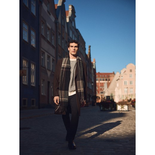 Reserved - Płaszcz z wełną - ciemnobrązowy ze sklepu Reserved w kategorii Płaszcze męskie - zdjęcie 186745359