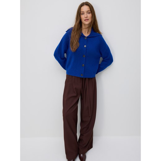 Reserved - Kardigan z kołnierzem - niebieski ze sklepu Reserved w kategorii Swetry damskie - zdjęcie 186745387