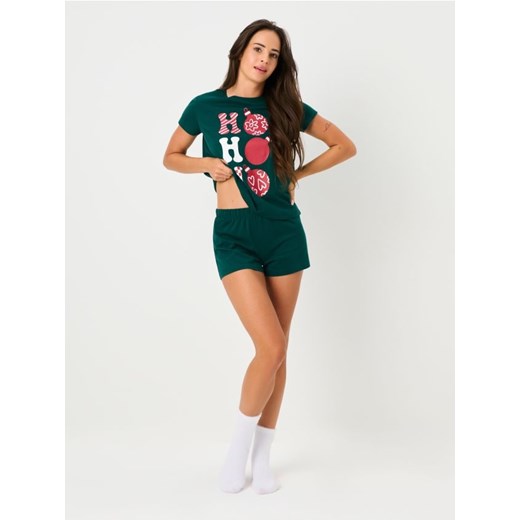 Sinsay - Bawełniana piżama dwuczęściowa z nadrukiem - zielony ze sklepu Sinsay w kategorii Piżamy damskie - zdjęcie 186745977
