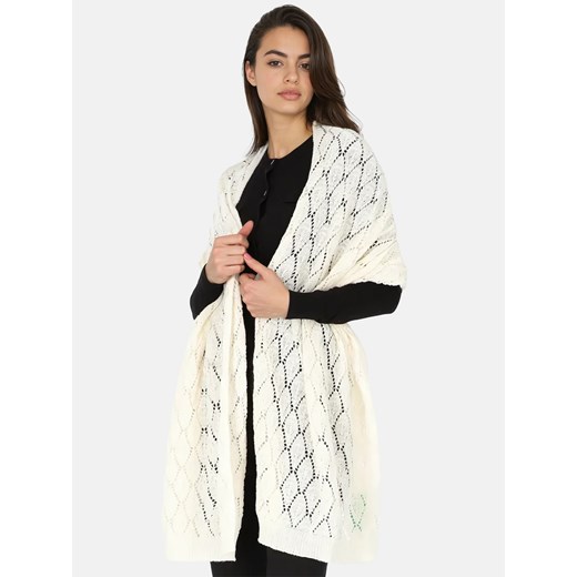 Ażurowy wełniany szal ecru Potis & Verso ze sklepu Eye For Fashion w kategorii Szaliki i chusty damskie - zdjęcie 186748059