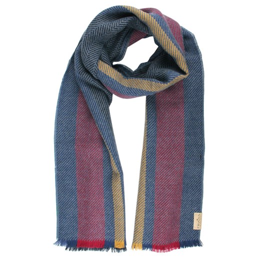 Szalik Męski - V. Fraas - Cashmink - Granat i Czerwień, Pasy SZAAKR1281 ze sklepu JegoSzafa.pl w kategorii Szaliki męskie - zdjęcie 186748527