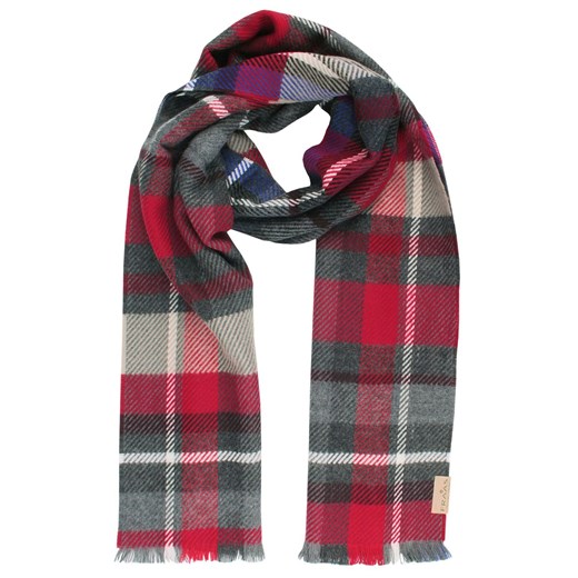 Szalik Męski - V. Fraas - Cashmink - Krata, Czerwień i Popiel SZAAKR1284 ze sklepu JegoSzafa.pl w kategorii Szaliki męskie - zdjęcie 186748536