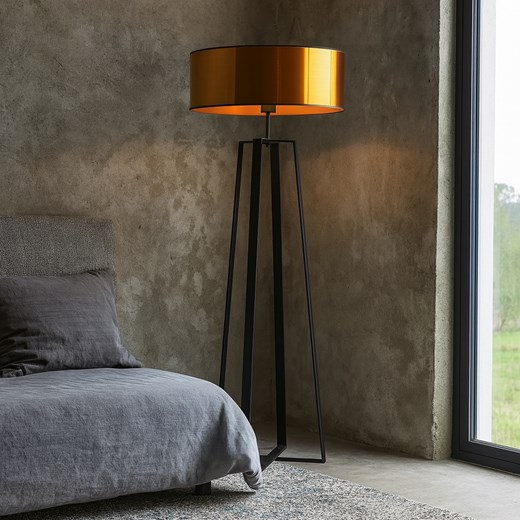 Czarna lampa stojąca do salonu MOSS MIRROR w stylu loftowym - id: 6749 - marki Ciekot Partners Sp. Z O. O. - 186748599 Czarna lampa stojąca do salonu MOSS MIRROR w stylu loftowym ze sklepu Lysne w kategorii Lampy podłogowe - zdjęcie 186748599