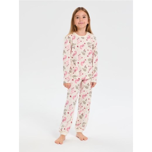 Sinsay - Piżama dwuczęściowa w kolorowe kotki - kremowy ze sklepu Sinsay w kategorii Piżamy dziecięce - zdjęcie 186748917