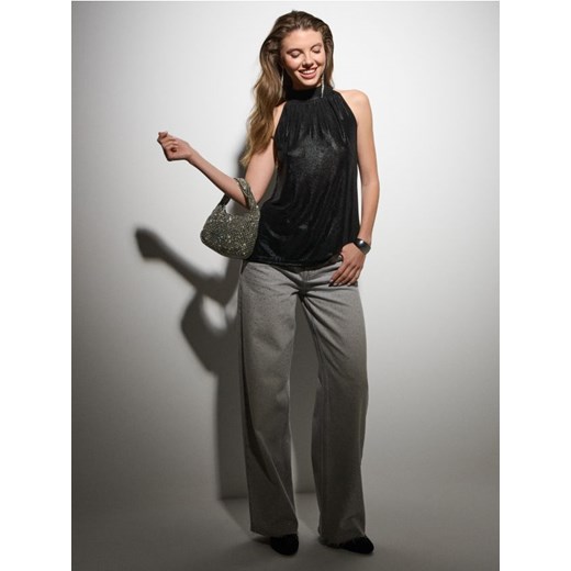 Sinsay - Jeansy wide leg z cyrkoniami - szary ze sklepu Sinsay w kategorii Jeansy damskie - zdjęcie 186748946