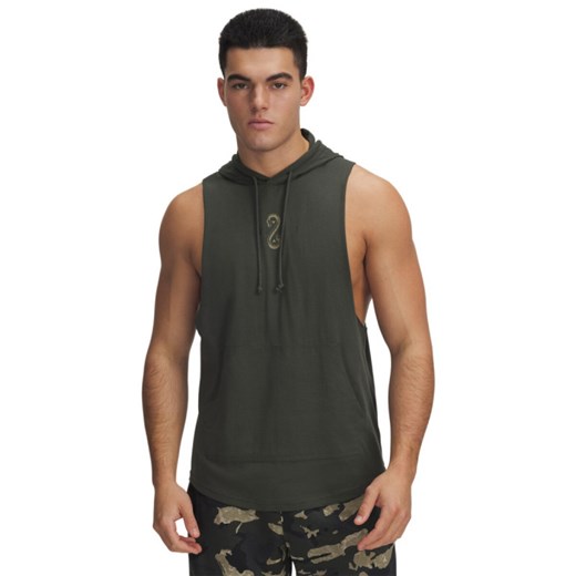 Męski top treningowy z kapturem Under Armour Project Rock Snake SL HD - khaki ze sklepu Sportstylestory.com w kategorii Bluzy męskie - zdjęcie 186749089
