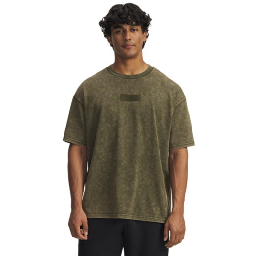 Męski t-shirt oversize z nadrukiem Under Armour Project Rock - zielony ze sklepu Sportstylestory.com w kategorii T-shirty męskie - zdjęcie 186749119