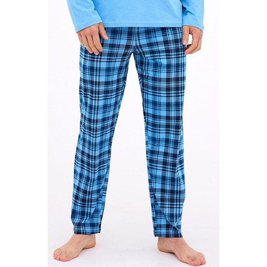 Bawełniana piżama męska z spodniami w kratę Ready 124/310, Kolor niebieski-wzór, Rozmiar XL, Cornette ze sklepu Intymna w kategorii Piżamy męskie - zdjęcie 186749906
