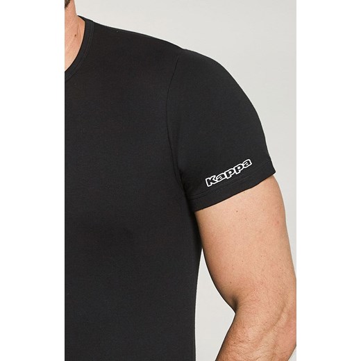 Kappa męski t-shirt klasyczny z grubszej bawełny czarny K1306, Kolor czarny, Rozmiar S, Kappa ze sklepu Intymna w kategorii Podkoszulki męskie - zdjęcie 186749966