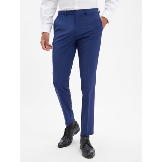 HUGO Spodnie - Hesten Mężczyźni Super Slim Fit niebieski jednolity ze sklepu vangraaf w kategorii Spodnie męskie - zdjęcie 186753395