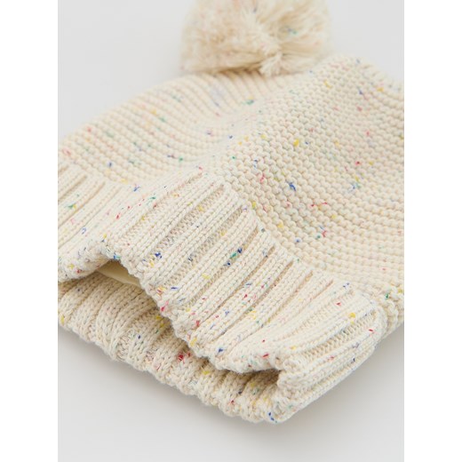 Reserved - Bawełniana czapka z uszkami - złamana biel Reserved 0-3 miesiące Reserved