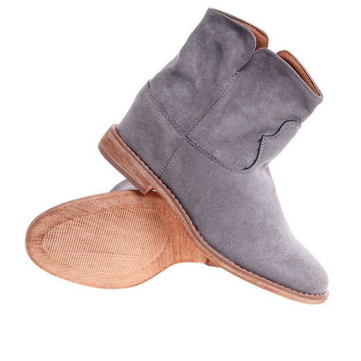 Szare wsuwane botki na koturnie /E7-2 18344 T296/ 41 Pantofelek24.pl