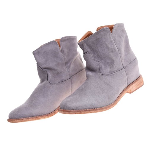 Szare wsuwane botki na koturnie /E7-2 18344 T296/ 40 Pantofelek24.pl
