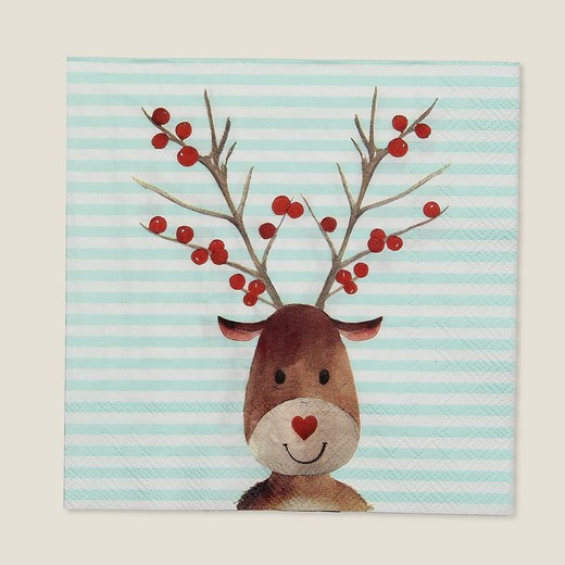 Serwetki świąteczne Reindeer Stripes 20 szt. ze sklepu dekoria.pl w kategorii Dekoracje bożonarodzeniowe - zdjęcie 186753679