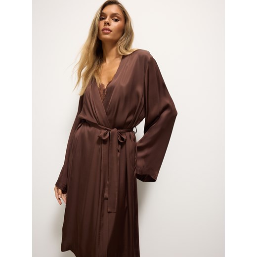 Mohito - Czekoladowy szlafrok - ciemnobrązowy ze sklepu Mohito w kategorii Szlafroki damskie - zdjęcie 186754097