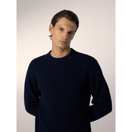 Reserved - Sweter z wełną - granatowy ze sklepu Reserved w kategorii Swetry męskie - zdjęcie 186754279