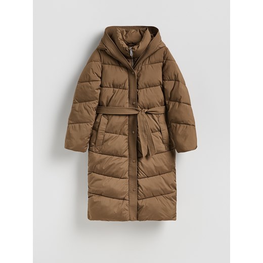 Reserved - Pikowana kurtka z kapturem - brązowy Reserved XXL Reserved